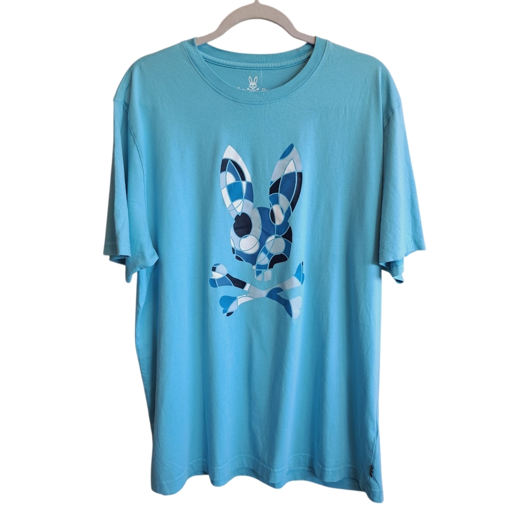 Psycho Bunny Darwin Graphic Light Blue Tee Size 8 XXL